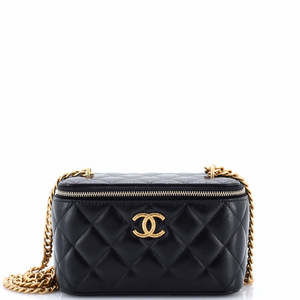 Chanel Small All Slide Long Vanity Case with Chain Quilted Lambskin
